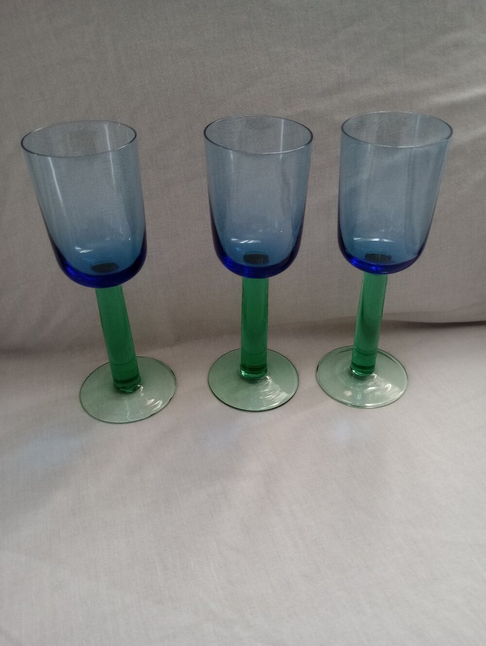 Dansk Erica Scandanavian Blue & Green Wine/Water Goblets - Set of 3